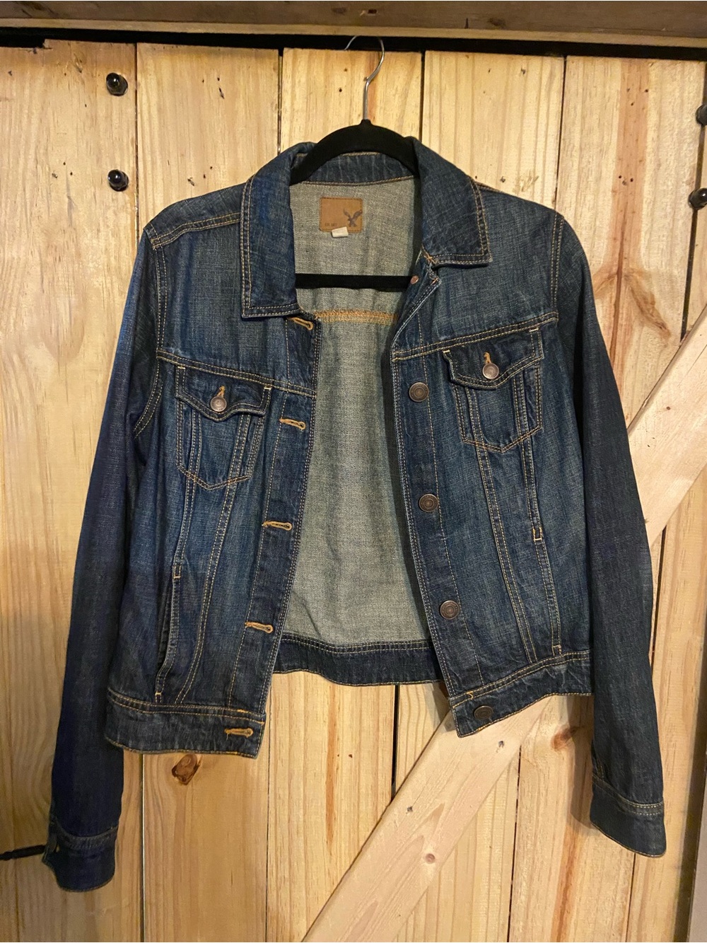 American Eagle Outfitters Medium Wash Blue Denim Jacket